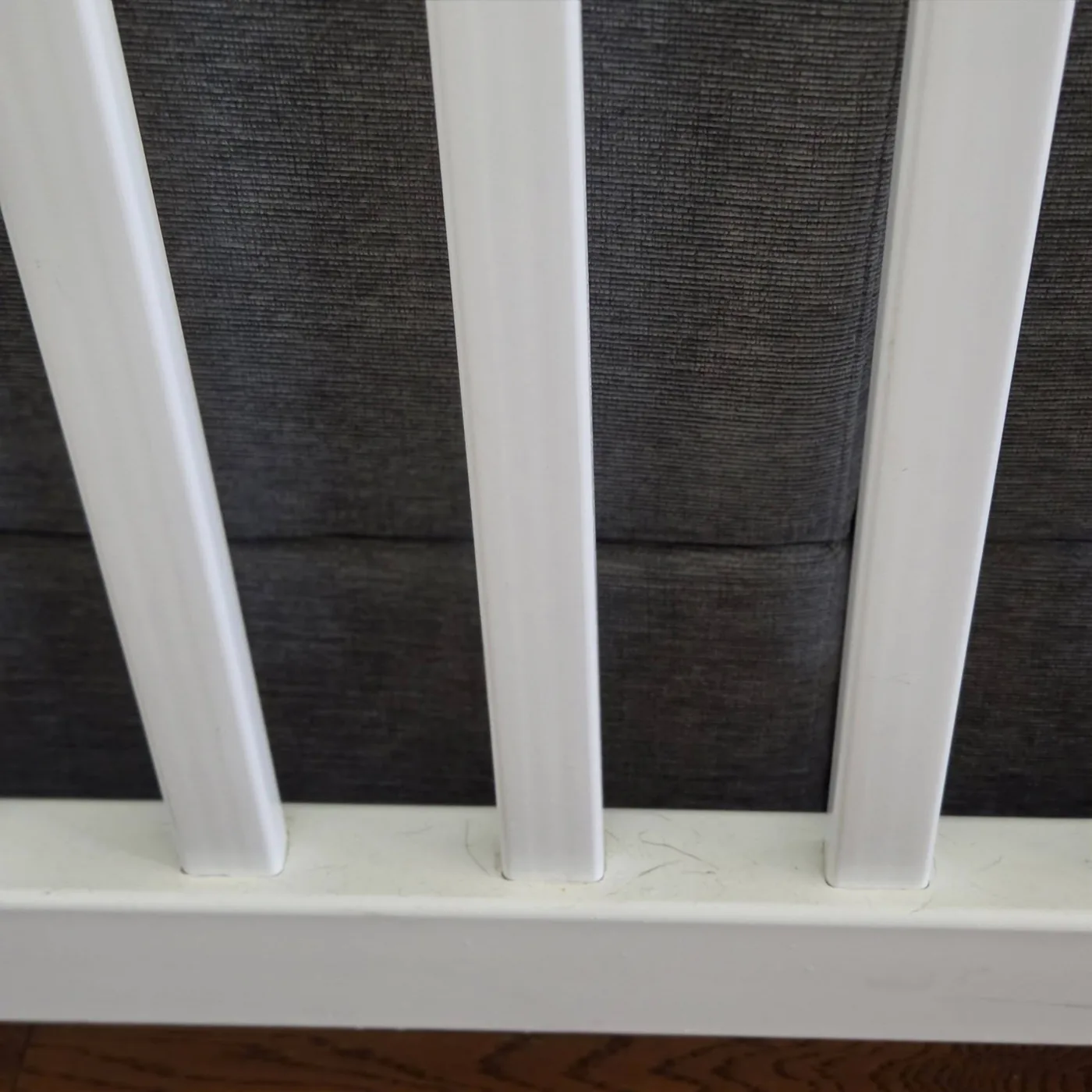 White railing detail before cleaning